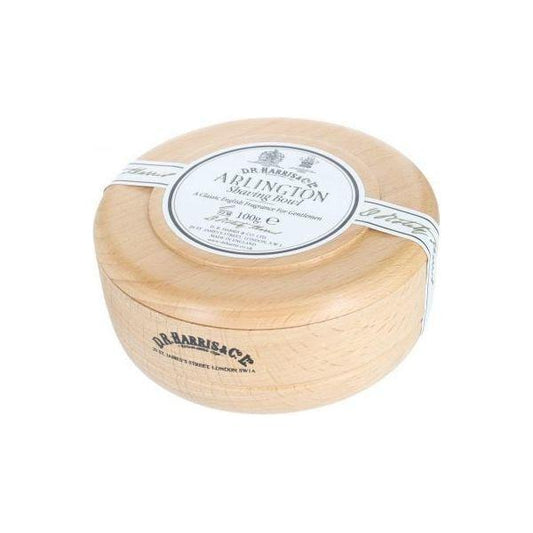 D. R. Harris & Co Arlington Beech Shaving Bowl 100g, wooden shaving bowl for grooming, with a smooth beech finish.