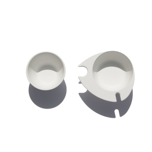 White stone shaving bowl for traditional shaving, featuring a smooth, durable surface ideal for lathering and grooming.