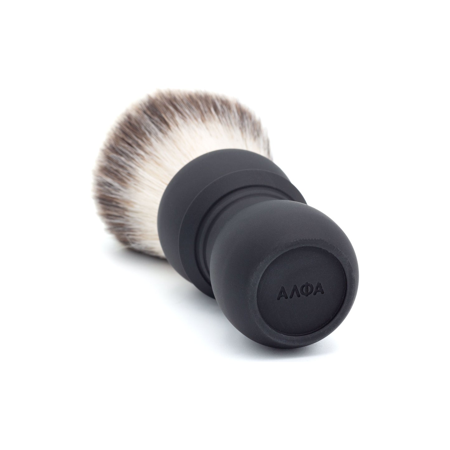 Black Alpha Brush & Shaving Co. Bulldog G4 shaving brush with dense bristles and ergonomic handle for a close shave.