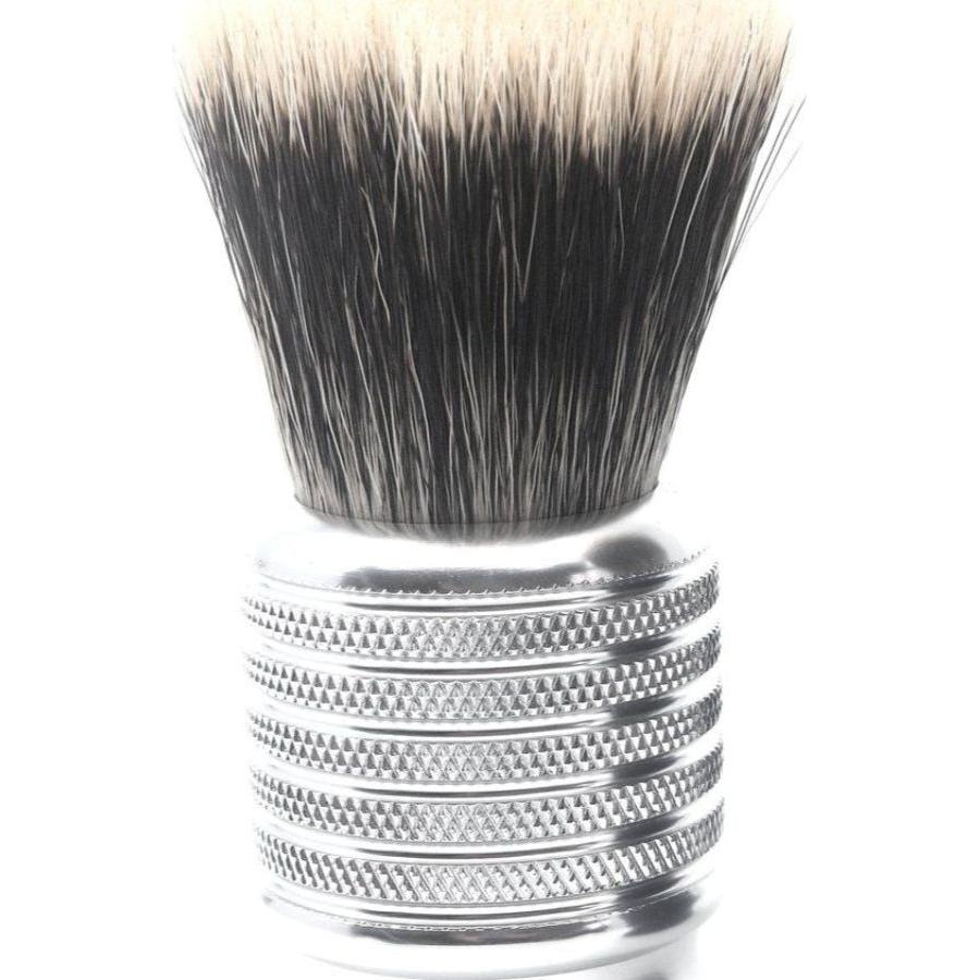Black Alpha Brush & Shaving Co. El Gordo G5 shaving brush with dense bristles and sleek handle, designed for a smooth shave.