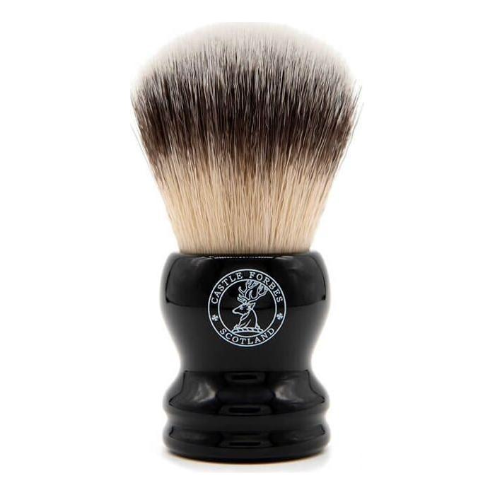 Black Castle Forbes synthetic shaving brush from Pasteur Pharmacy collection, showcasing soft bristles and classic design.