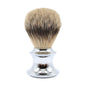 Gotham Pasteur Pharmacy MS25-MT57 finest badger shaving brush with dense bristles and a polished handle, displayed upright.