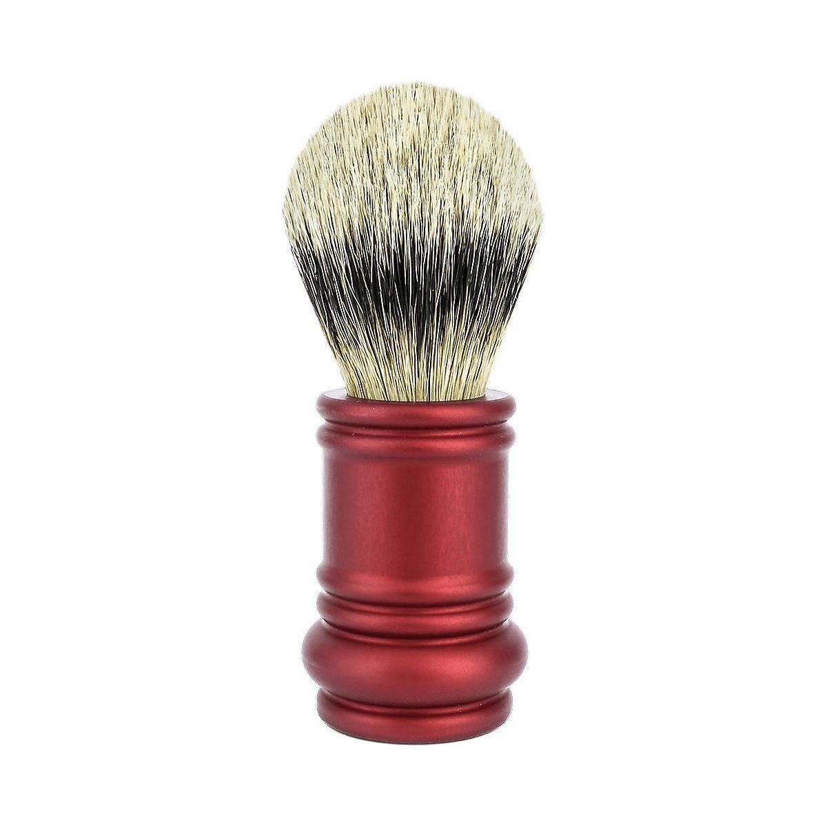Merkur Matt Red Silver Tip Badger Shaving Brush with silver handle, designed for a smooth, luxurious shave.