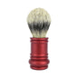 Merkur Matt Red Silver Tip Badger Shaving Brush with silver handle, designed for a smooth, luxurious shave.