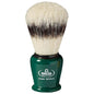 Omega banded boar bristle shaving brush with stand in assorted colors, ideal for traditional wet shaving.