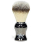 Omega synthetic badger fibre shaving brush, high-quality genuine Pasteur Pharmacy brand, with a sleek handle and soft bristles.