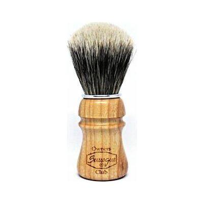 Semogue Owners Club Mistura shaving brush with mixed badger and boar bristles, natural wood handle, for wet shaving.