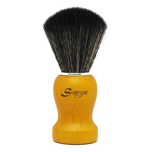 Semogue Pharos-c3 synthetic shaving brush with yellow handle, featuring soft bristles for a smooth shave.