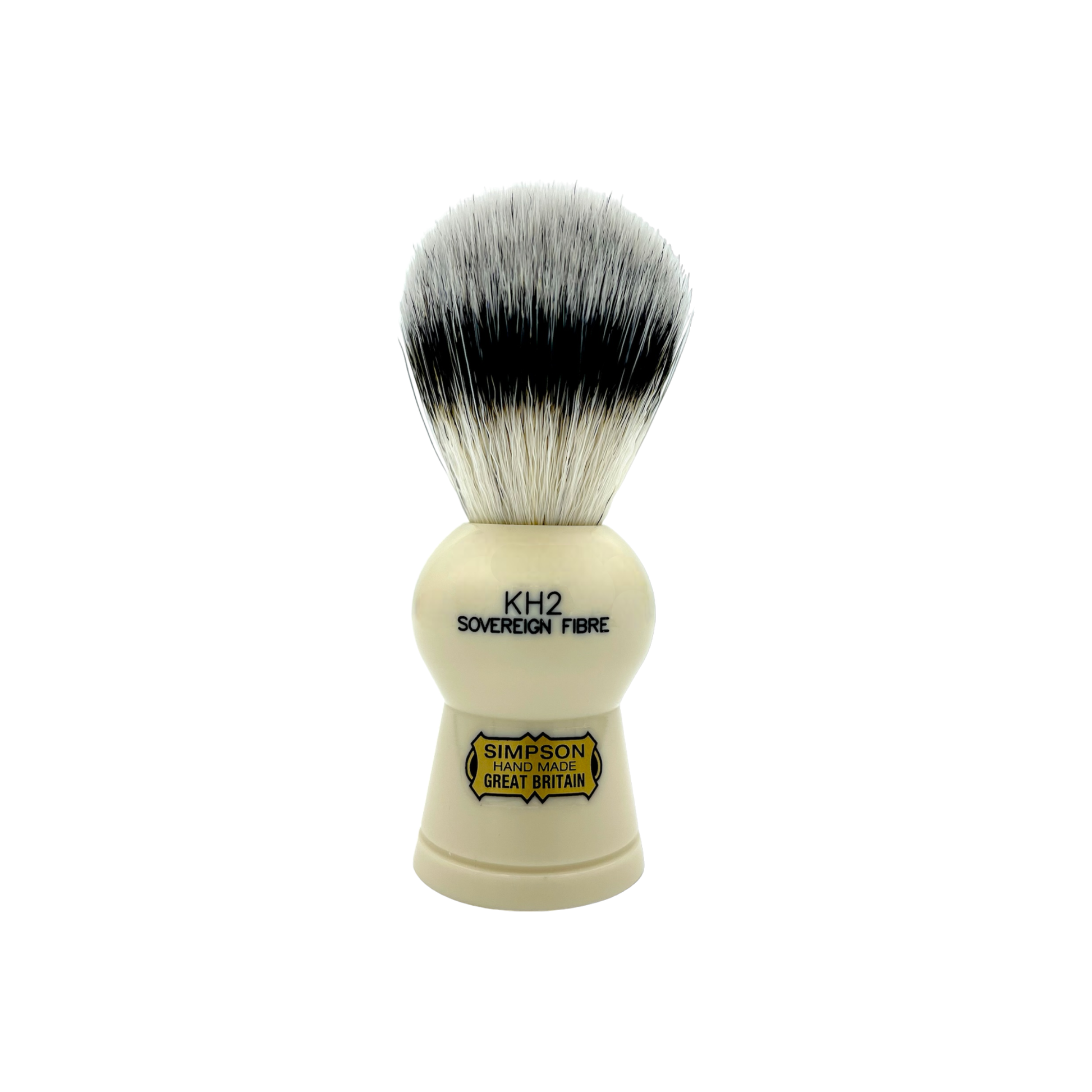 Simpson Keyhole 2 Sovereign Grade synthetic fiber shaving brush with a classic handle and soft bristles for a smooth shave.