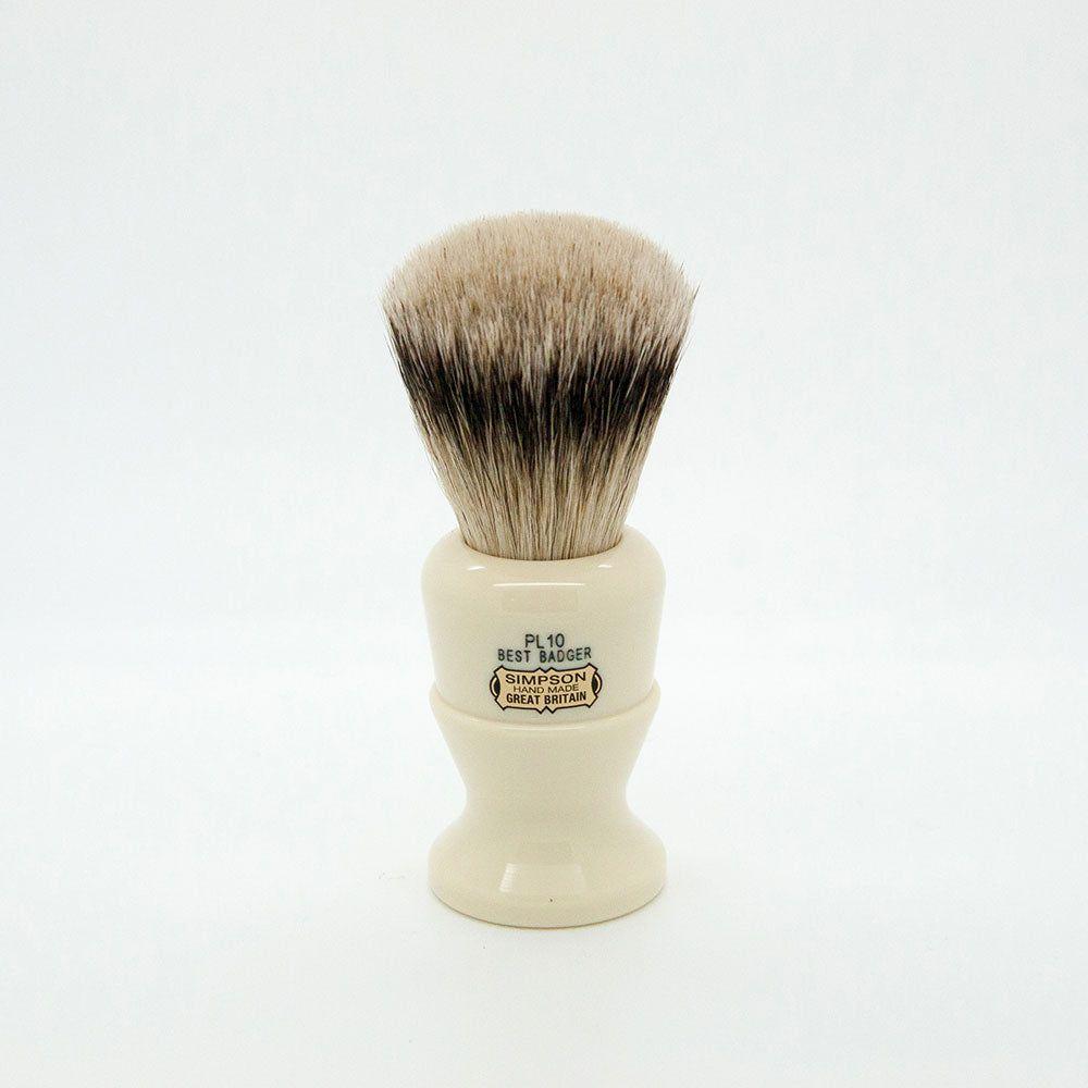Simpson Polo 10 Best Badger Shaving Brush with wooden handle and dense badger bristles for a close shave.