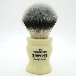 Simpson Tulip T3 Sovereign Grade synthetic fibre shaving brush with a polished handle and soft bristles, ideal for shaving.