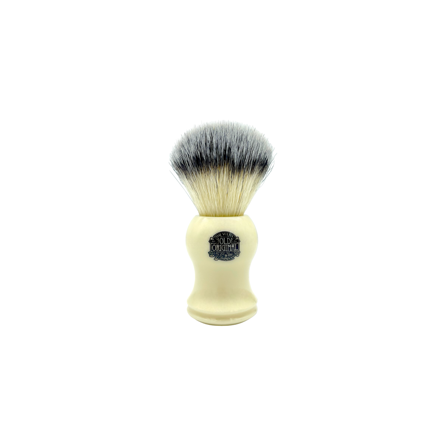 Simpsons 2007 Synthetic Bristle Shaving Brush by Pasteur Pharmacy with white handle and dense synthetic bristles for a close shave.