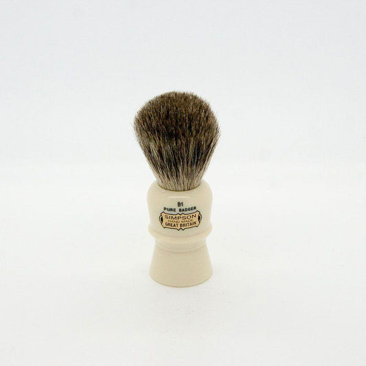 Simpsons Beaufort B1 Pure Badger Shaving Brush with wooden handle and dense badger bristles for a smooth shave.