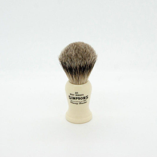 Simpsons Harvard H1 Best Badger Shaving Brush with wooden handle and dense bristles for a close shave.