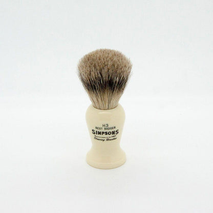 Simpsons Harvard H3 Best Badger Shaving Brush with wooden handle and soft badger bristles, ideal for traditional wet shaving.