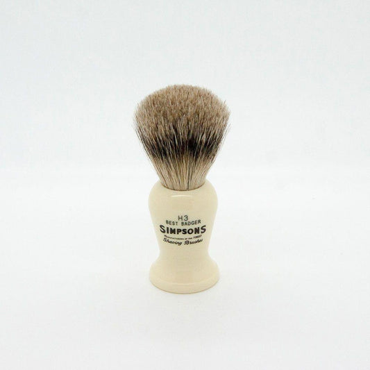 Simpsons Harvard H3 Best Badger Shaving Brush with wooden handle and soft badger bristles, ideal for traditional wet shaving.