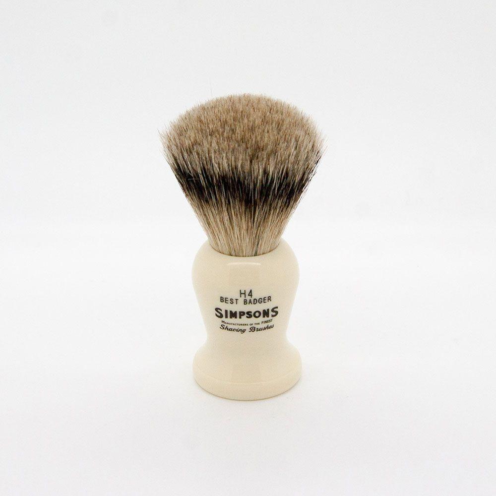 Simpsons Harvard H4 Best Badger Shaving Brush with wooden handle for luxurious shaving experience.
