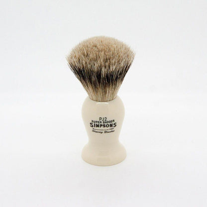 Simpsons Persian Jar PJ2 Super Badger Hair Shaving Brush with cream-colored handle, ideal for traditional wet shaving.