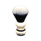 Stirling Soap Co. synthetic 2-band black stripe handle shaving brush with a sturdy black and silver handle and soft synthetic bristles.