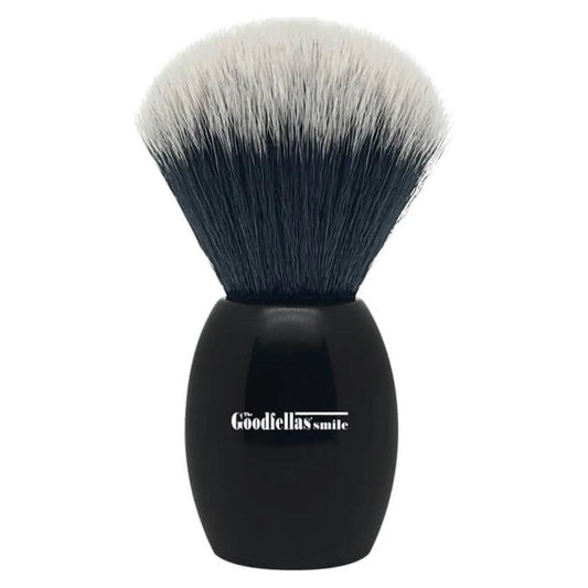 Synthetic shaving brush from The Goodfellas' Smile Botticella line, featuring dense bristles and a sleek handle.