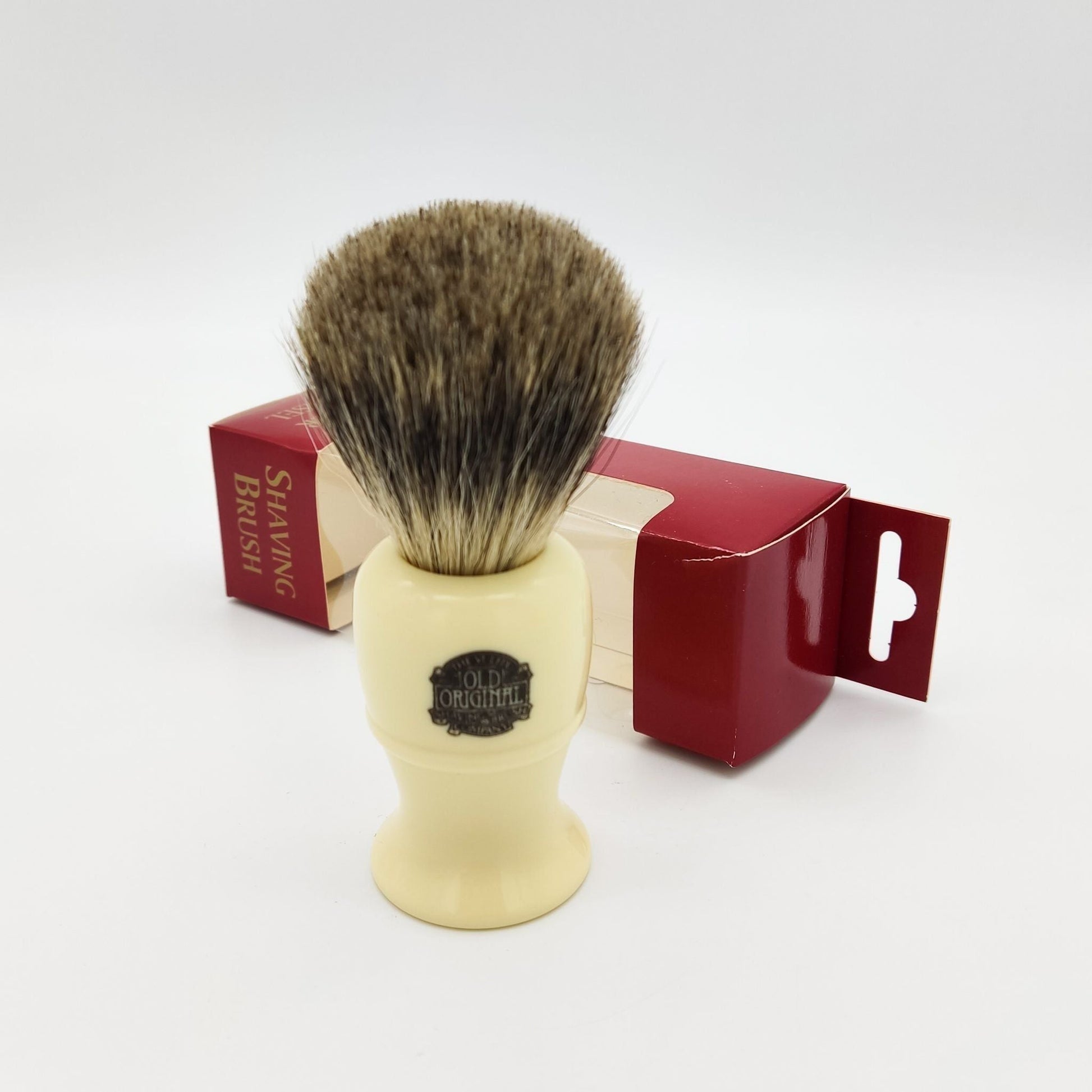 Vulfix 850 Pure Badger Ivory Handle Shaving Brush with dense bristles and elegant ivory-colored handle for a classic grooming experience