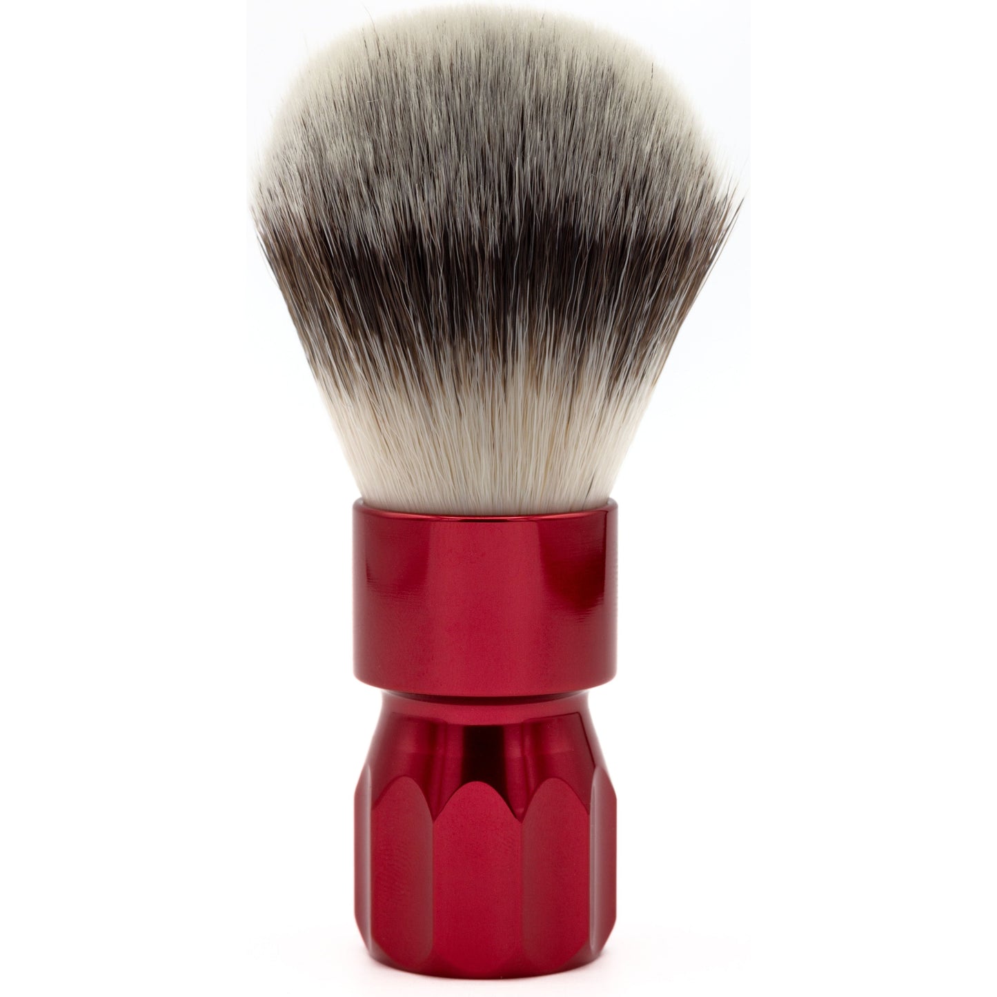 Red Alpha Brush & Shaving Co. Revolver G4 shaving brush with dense bristles and sleek handle, designed for a smooth shaving experience.