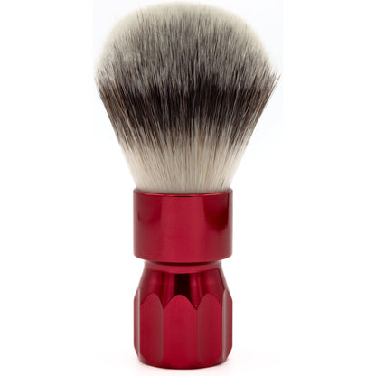 Red Alpha Brush & Shaving Co. Revolver G4 shaving brush with dense bristles and sleek handle, designed for a smooth shaving experience.
