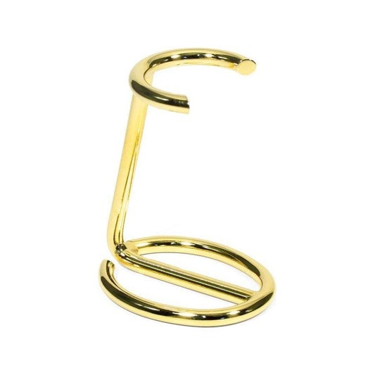 Omega Gold Shaving Brush Stand by Pasteur Pharmacy, chrome-plated holder for shaving brushes, model #171.
