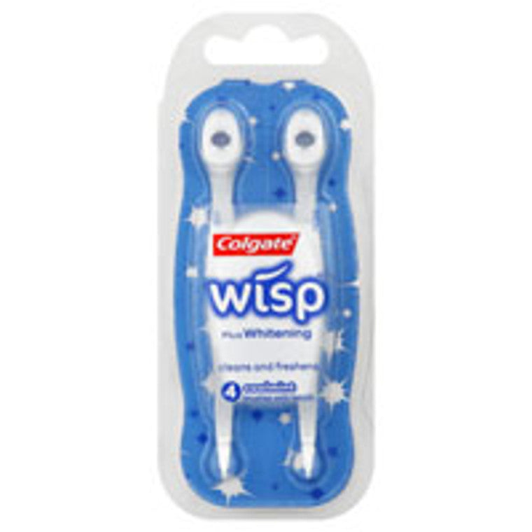 Colgate Wisp Optic White Shaving Brushes with Beads in Coolmint by Pasteur Pharmacy, showing the compact toothbrush with beads and cool mint flavor