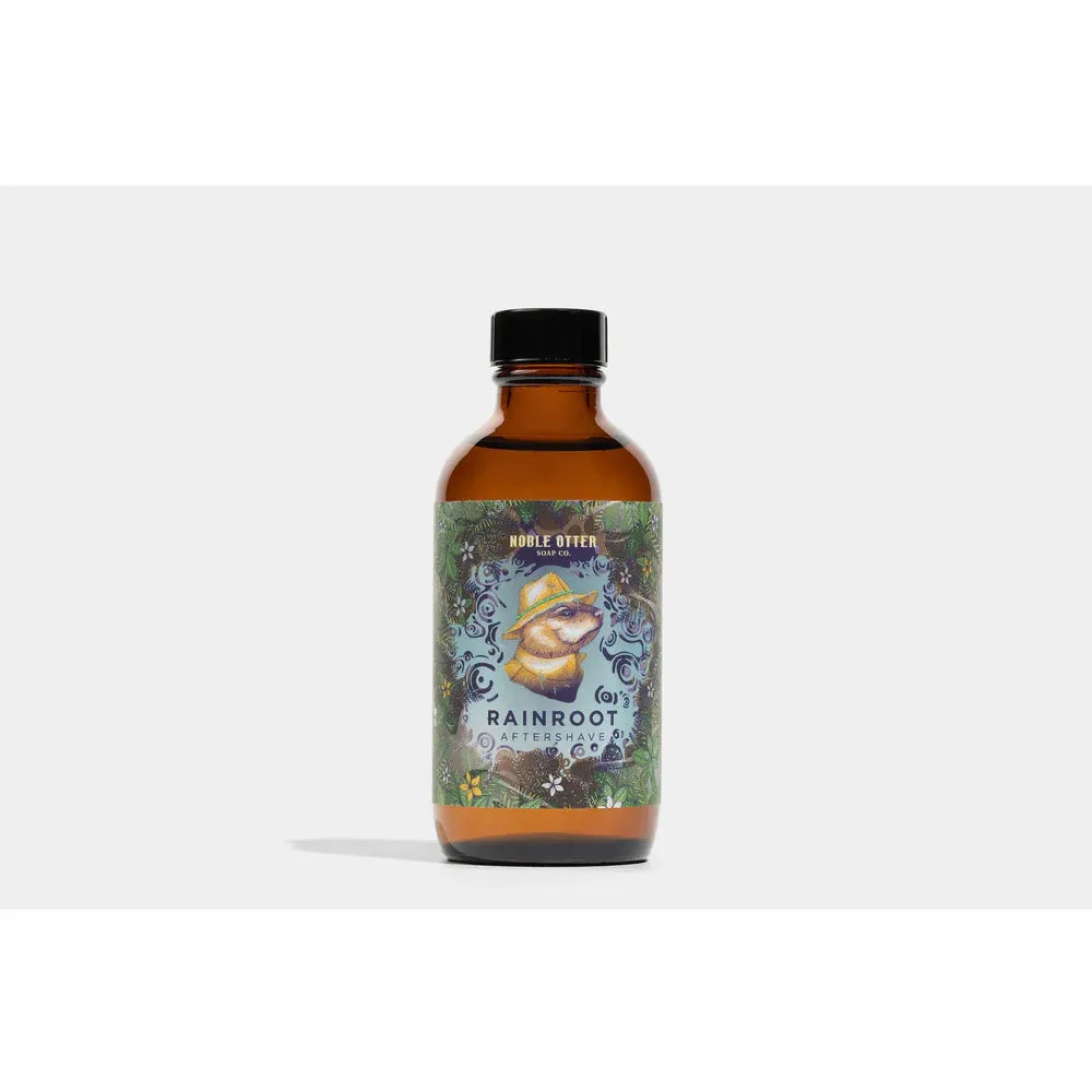 Noble Otter Soap Co. Rainroot Shaving Collection with 4oz shaving soap, natural ingredients, ideal for grooming and shaving routines.