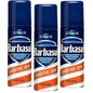 Barbasol Sensitive Skin Thick & Rich Shaving Cream for Men in 2oz travel size, creamy shaving product in a white and blue jar