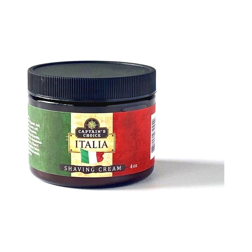 Captain's Choice Italia Shaving Cream in a 4 oz jar, premium shaving cream by Pasteur Pharmacy with a smooth, rich lather.