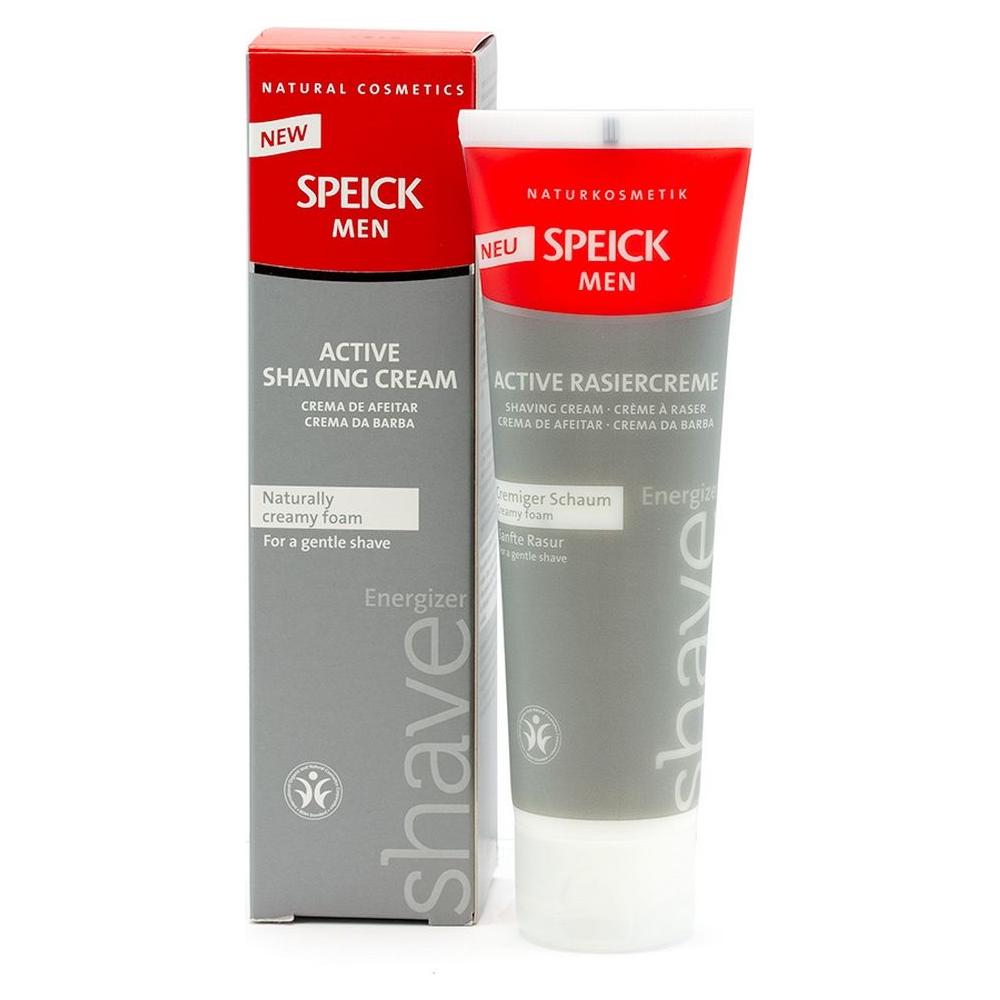Speick Active Shaving Cream in 2.5 oz tube with green and white packaging, designed for a smooth shave.