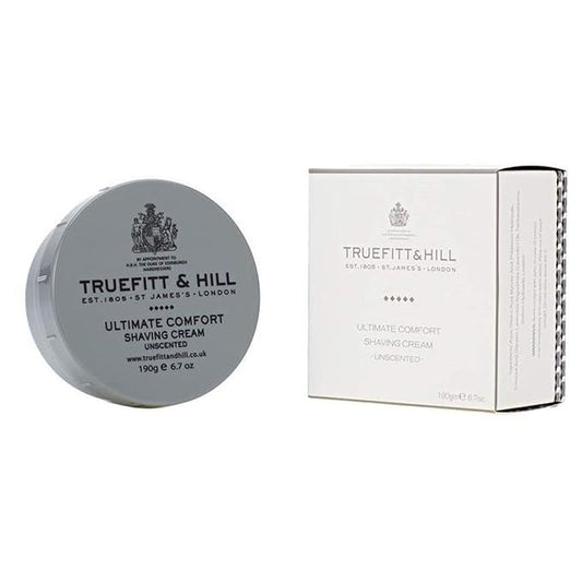 Truefitt & Hill Highgrove shaving cream in a 6.7 oz bowl, luxurious grooming product for a smooth shave