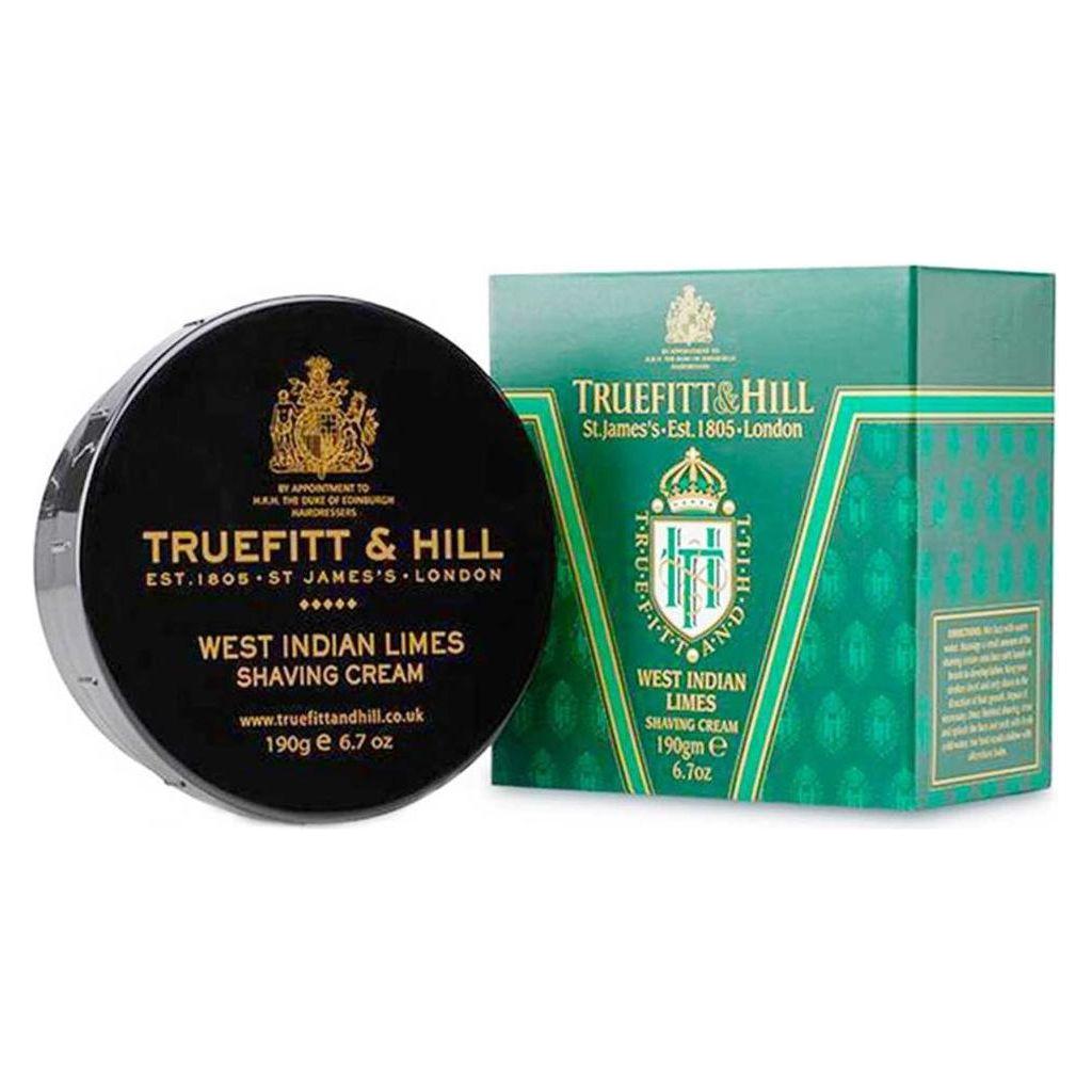 Truefitt & Hill West Indian Limes shaving cream in 6.7 oz jar, rich lather for a smooth shave