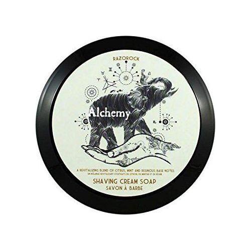 RazoRock Alchemy Shaving Cream Soap in 150ml jar, creamy texture, designed for a smooth shave, with a natural and rich lather.