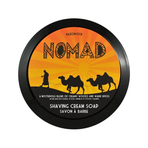 RazoRock Nomad shaving cream soap in 150ml jar, creamy texture ideal for a smooth shave, from Pasteur Pharmacy.