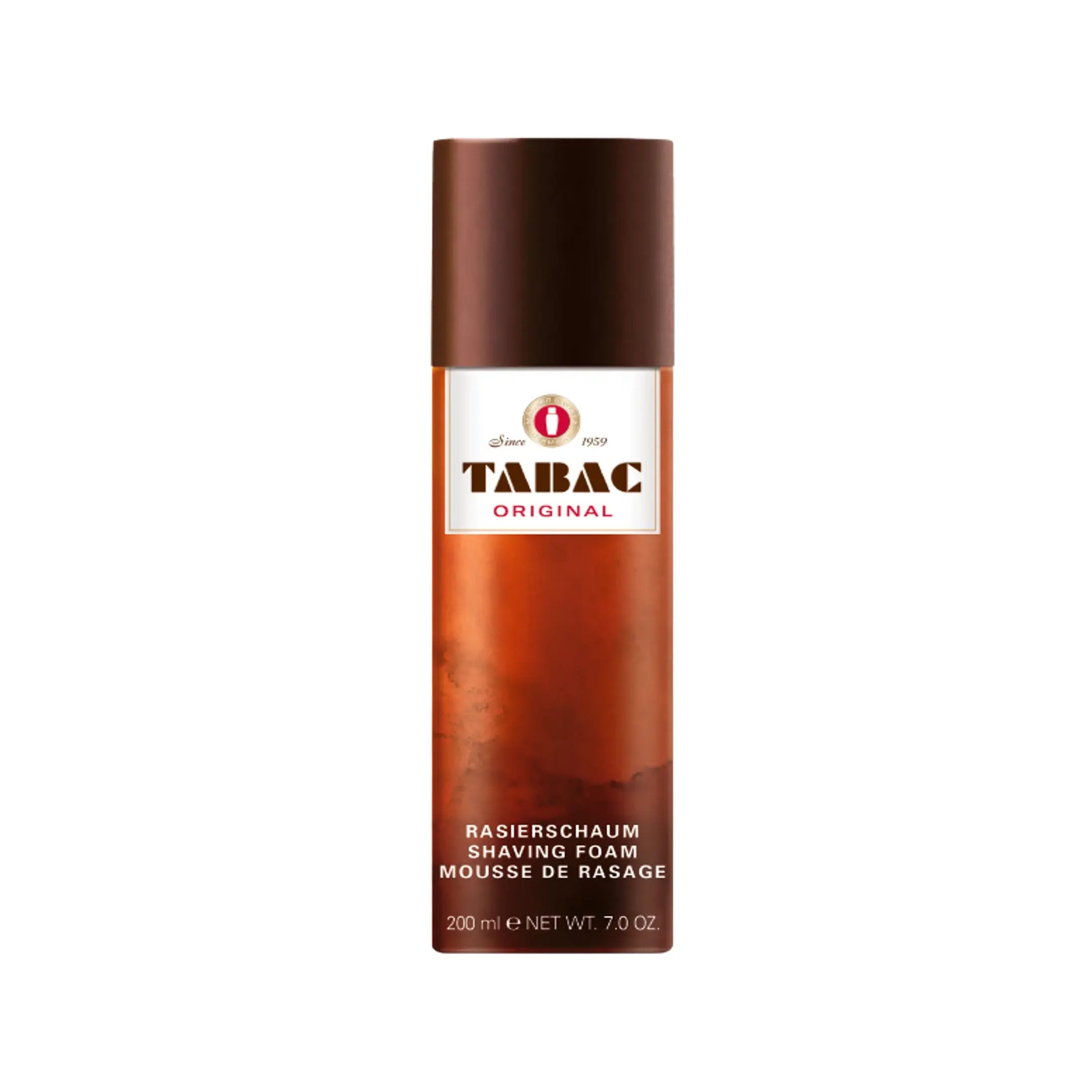Tabac Original Shaving Foam in 200ml container, creamy lather for a smooth shave, by Pasteur Pharmacy