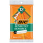 BIC Sensitive single blade disposable razors in a 12-pack, designed for gentle shaving and sensitive skin grooming.