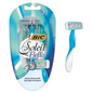 BiC Soleil Comfort 4-blade women's disposable razor for smooth shaving, featuring ergonomic handle and multiple blades.