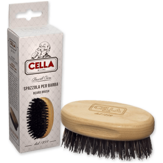 Cella Beard and Mustache Brush by Pasteur Pharmacy for grooming, featuring natural bristles for beard and mustache styling.