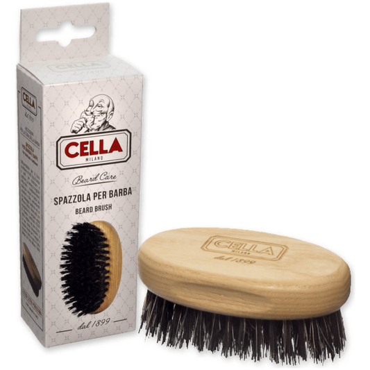 Cella Beard and Mustache Brush by Pasteur Pharmacy for grooming, featuring natural bristles for beard and mustache styling.