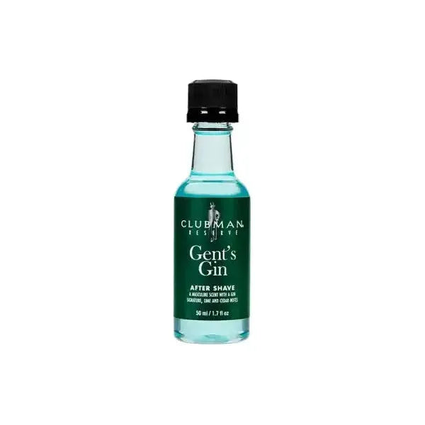 Clubman Pinaud Reserve Gent's Gin after shave bottle, 1.7 oz, featuring a classic grooming product for men from Pasteur Pharmacy.