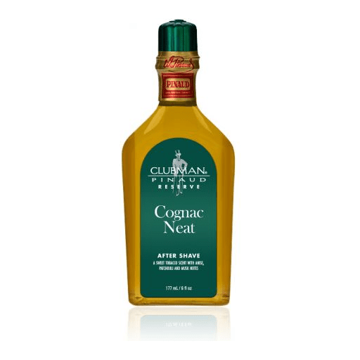 Clubman Reserve Cognac Neat aftershave lotion and cologne in a 177ml bottle, part of Pasteur Pharmacy's shaving and grooming products.