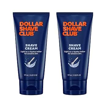 Dollar Shave Club hydrating shave cream for sensitive skin, 6 oz, in a 2-pack, ideal for smooth, comfortable shaving.