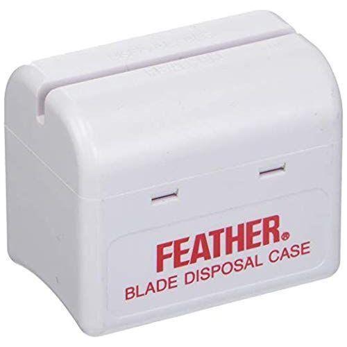 Feather Styling Razor disposal case from Pasteur Pharmacy for safely disposing used razor blades in shaving and grooming.