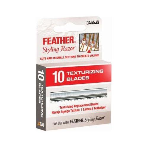 Feather Texturizing Replacement Blades for shaving and grooming, set of 10, designed for precise hair texturizing and styling.