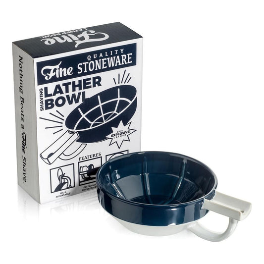 Blue Fine Wet Shave Lather Bowl from Pasteur Pharmacy, designed for shaving and grooming, with a classic ceramic appearance.