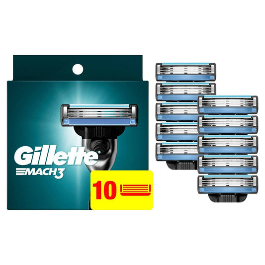 Gillette MACH3 Razor Refill Cartridges for shaving and grooming, shown in a pack with multiple replacement blades.