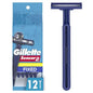 Gillette Sensor2 disposable razors, 12-pack for shaving and grooming, featuring dual blade design and ergonomic handle.